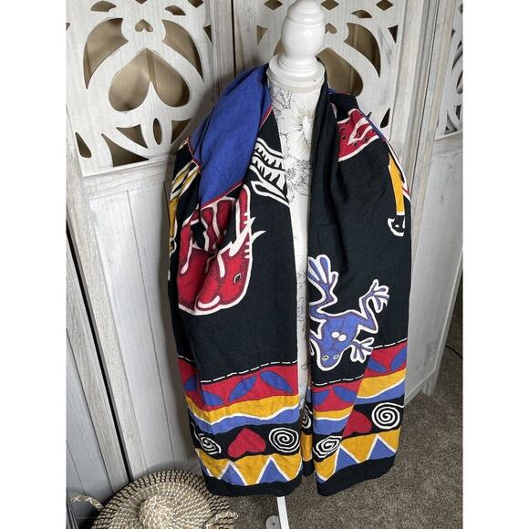 Gypsy Rose Bohemian One World Safari Animals Black Scarf Shawl - Picture 7 of 8